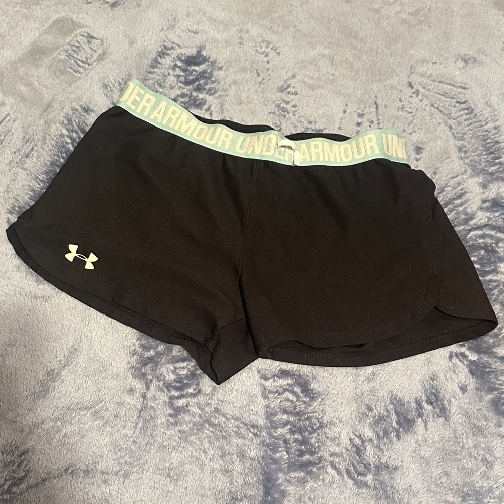 Under Armour Women's Black Athletic Shorts with Mint Waistband